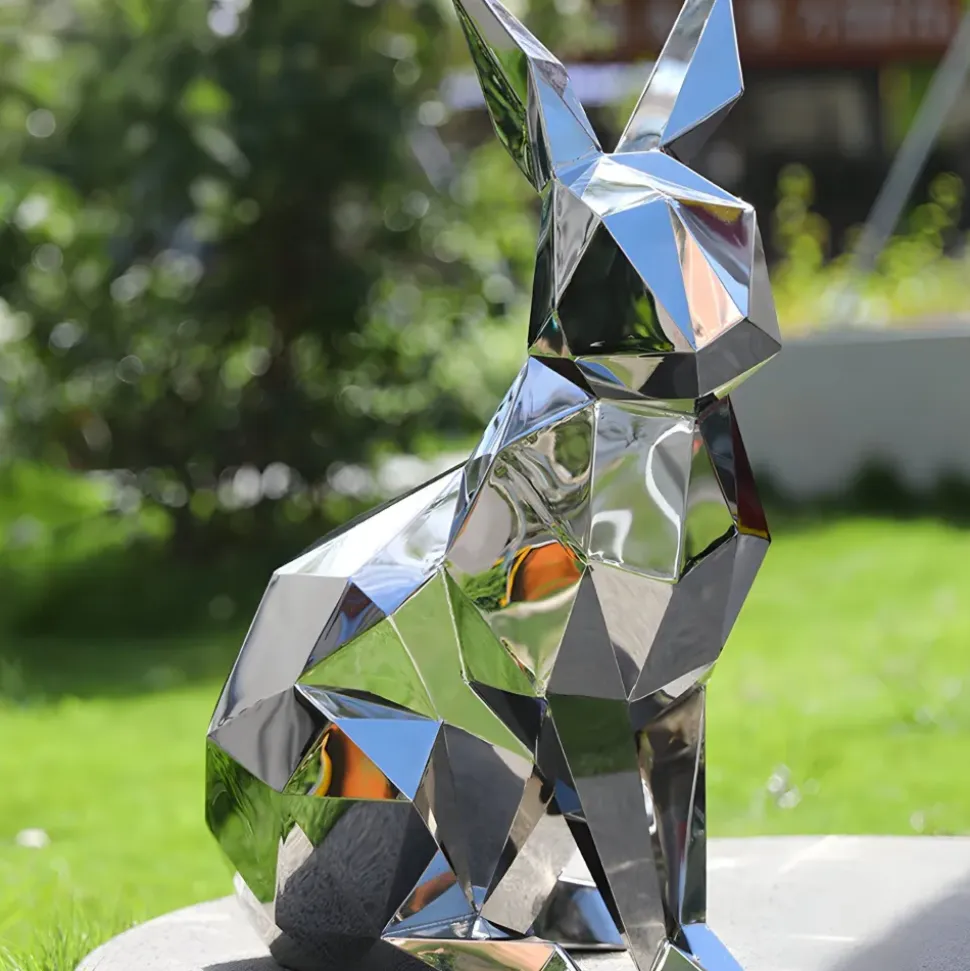 Rabbit 61cm Geometric Metal Garden Sculpture