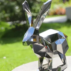 Rabbit 46cm Geometric Metal Garden Sculpture