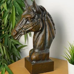 Race Horse Head Bronze Metal Garden Ornament