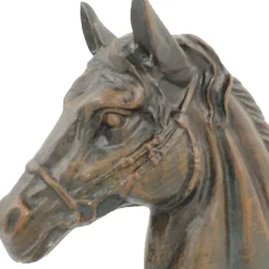 Race Horse Head Bronze Metal Garden Ornament