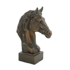 Race Horse Head Bronze Metal Garden Ornament
