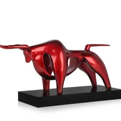 Raging Bull 35cm Red Resin Indoor Sculpture