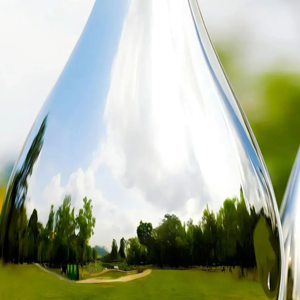 Raindrop Ripples 220cm Silver Metal Garden Sculpture