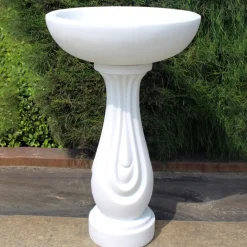 Redmire Modern Marble Resin Garden Birdbath