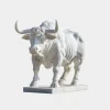 Regal Bull 120cm White Marble Garden Statue v3