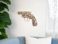 Retro Revolver 32cm Pop Art Resin Wall Sculpture