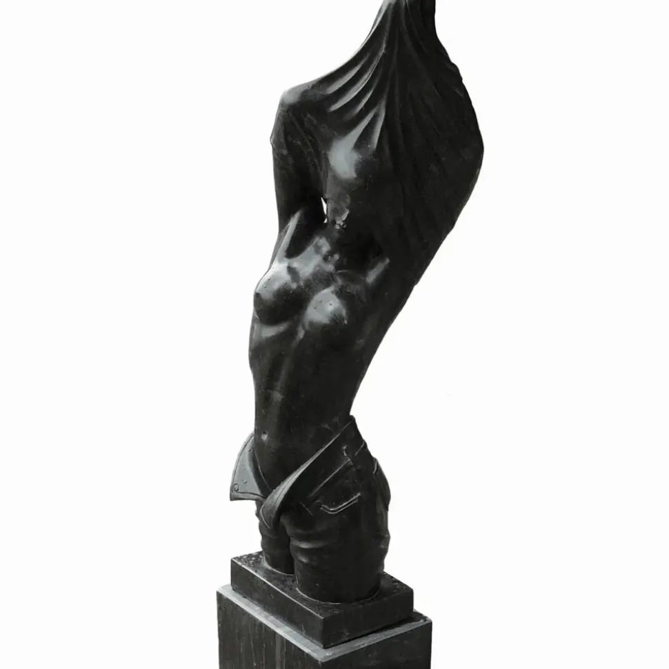 Reveal Black Marble 170cm Garden Statue on Pedestal