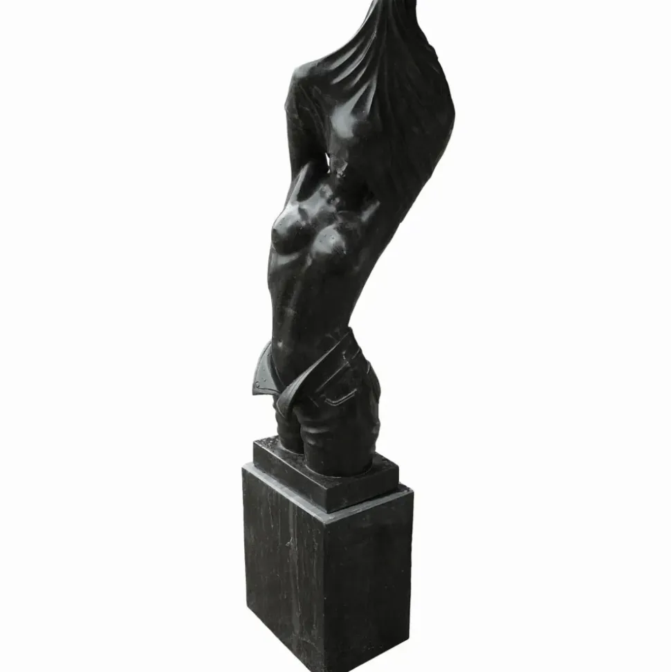 Reveal Black Marble 170cm Garden Statue on Pedestal