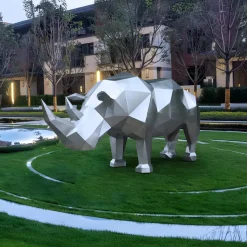 Rhino 100cm Geometric Metal Garden Sculpture