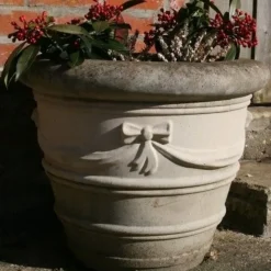 Ribbon Vase 24" Stone Garden Planter