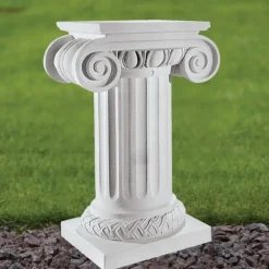 Roman 75cm Marble Resin Garden Pedestal