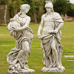 Roman Gladiator & Goddess Stone Garden Statues