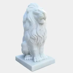 Royal Lion 120cm White Marble Garden Statue