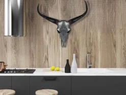 Sacred Buffalo 63cm Silver Resin Wall Sculpture