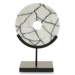 Sacred Circle 34cm White Marble Indoor Sculpture