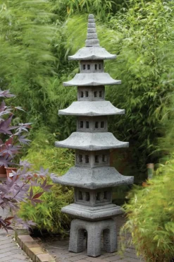 Seven Piece Japanese Pagoda Stone Garden Ornament
