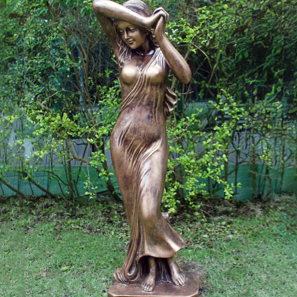 Shy Maiden 85cm Bronze Marble Resin Garden Statue