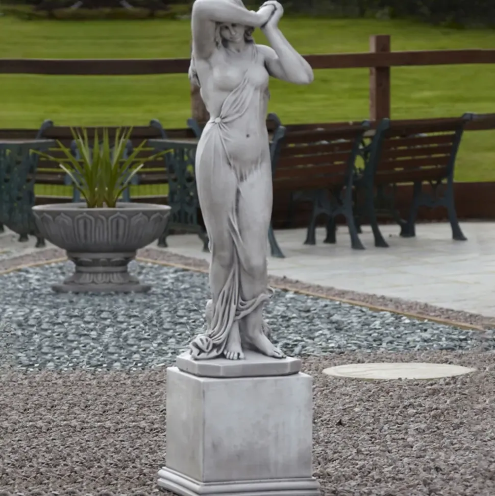 Shy Maiden on Pedestal 150cm Stone Garden Statue