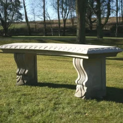 Single Curved Plain Stone Bench - Large Garden Benches