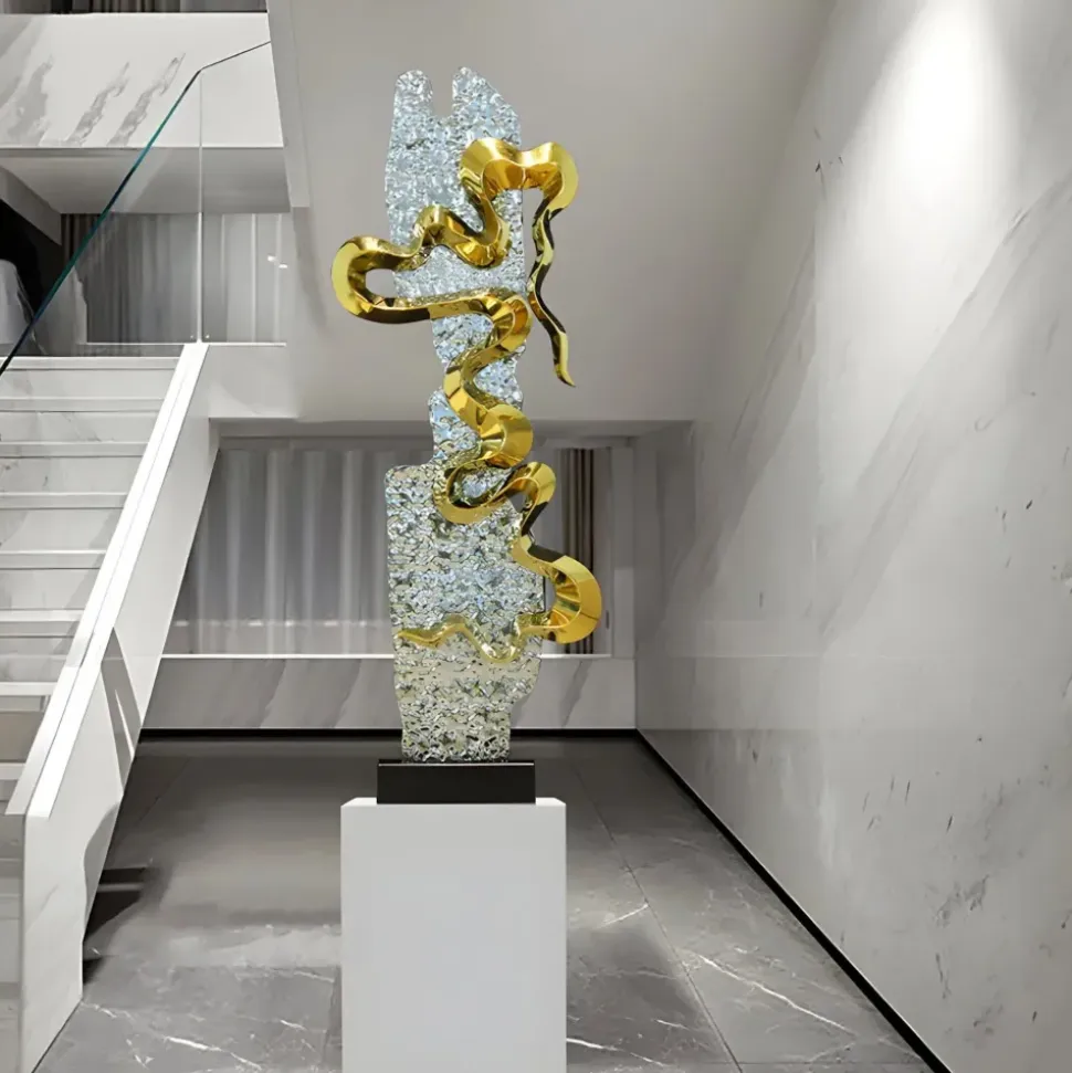 Sonic Pulse 120cm Silver Metal Garden Sculpture