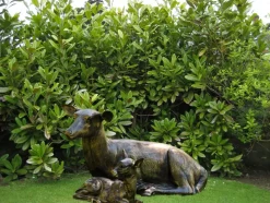 Stag Doe & Fawn Collection Bronze Metal Garden Statues