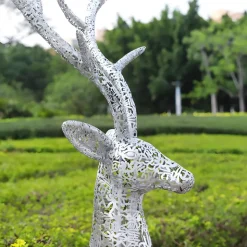 Starlight Stag 212cm LED Silver Metal Garden Sculpture