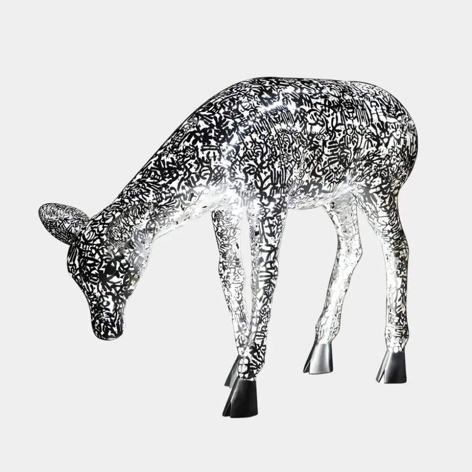 Starlight Stag 90cm LED Silver Metal Garden Sculpture