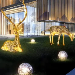Starlight Stag 90cm LED Silver Metal Garden Sculpture