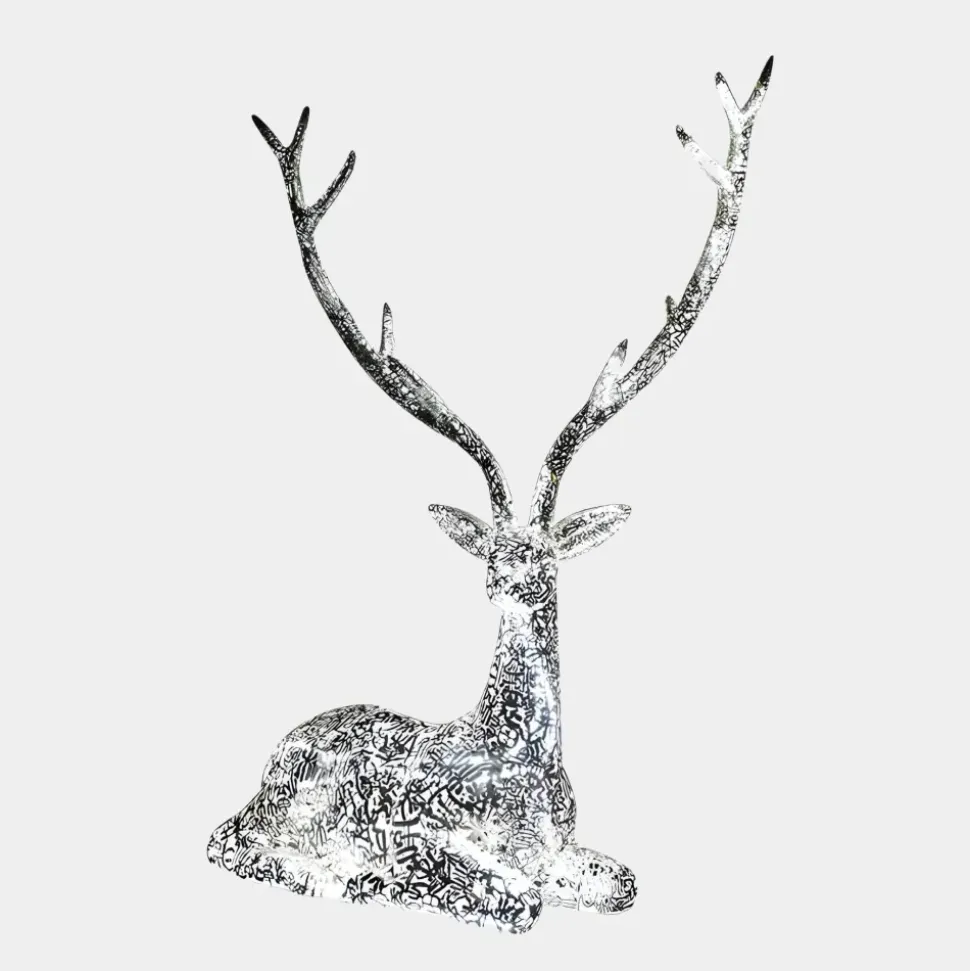 Starlight Stag 125cm LED Silver Metal Garden Sculpture