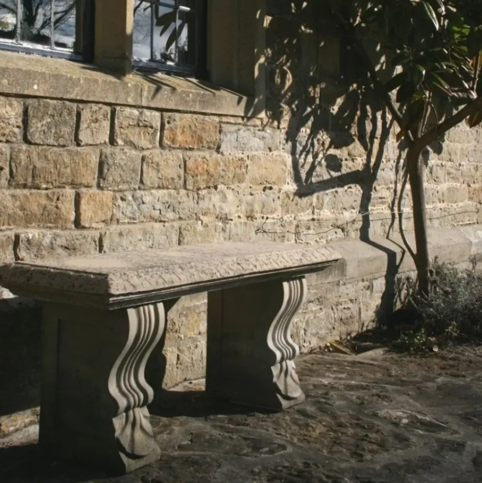 Straight Ivy Stone Garden Bench