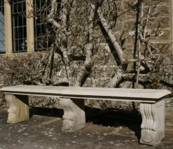 Straight Plain Double Stone Garden Bench