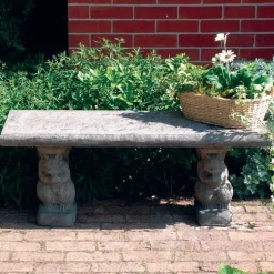 Straight Plain Top Stone Garden Bench