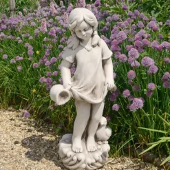 Summer Love Boy & Girl Stone Resin Garden Statues