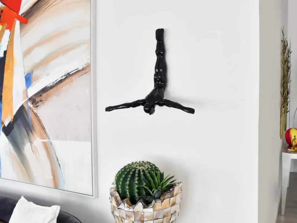The Diver 55cm Black Resin Wall Sculpture