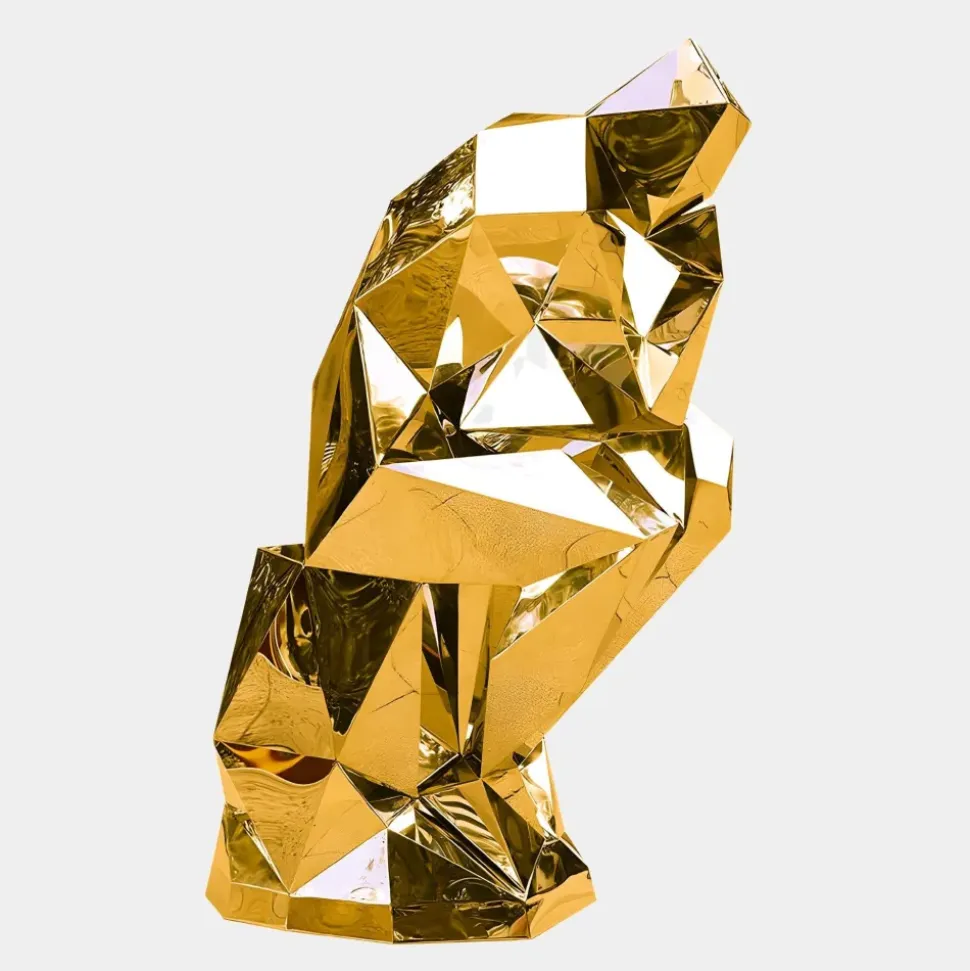 The Thinker 130cm Gold Geometric Metal Garden Sculpture