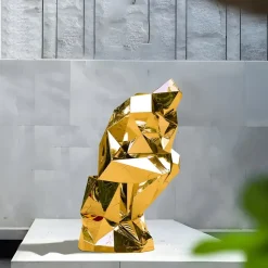 The Thinker 130cm Gold Geometric Metal Garden Sculpture