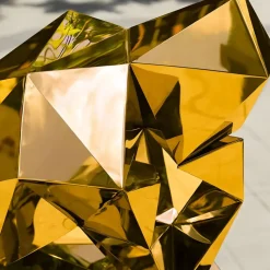 The Thinker 130cm Gold Geometric Metal Garden Sculpture