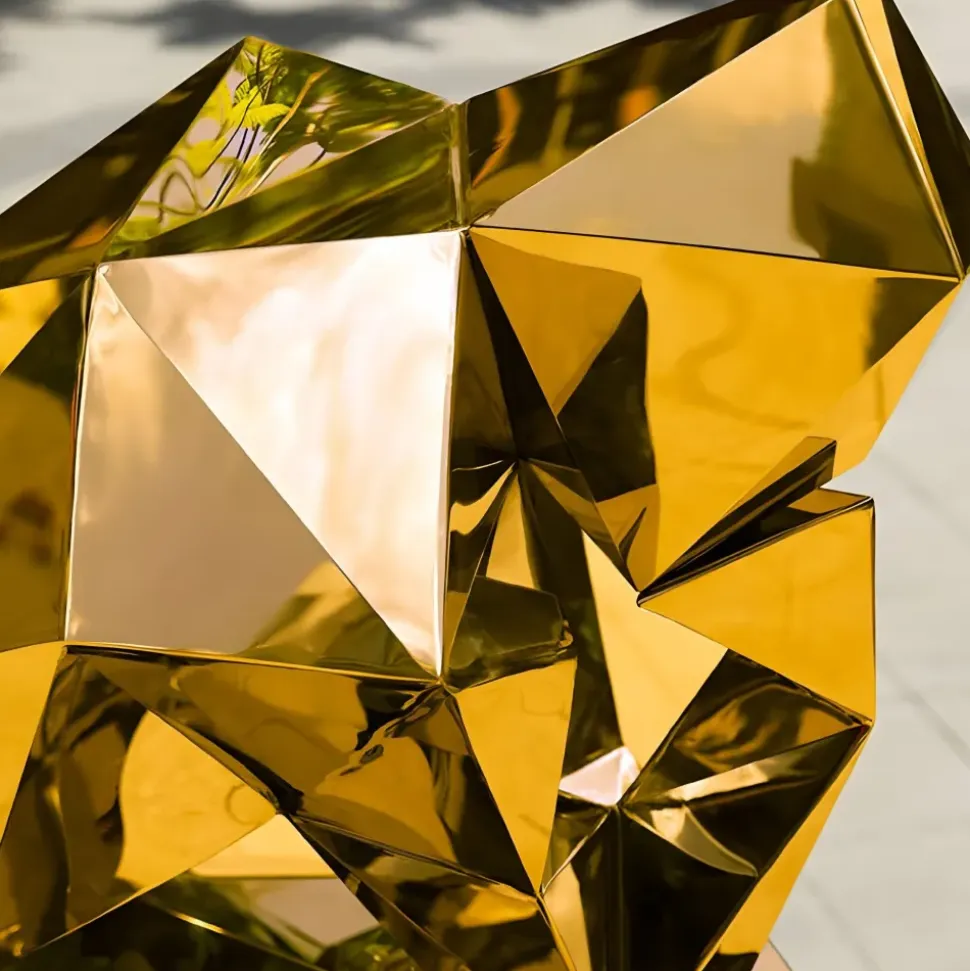 The Thinker 130cm Gold Geometric Metal Garden Sculpture