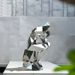 The Thinker 130cm Silver Geometric Metal Garden Sculpture