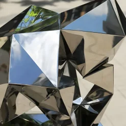The Thinker 130cm Silver Geometric Metal Garden Sculpture