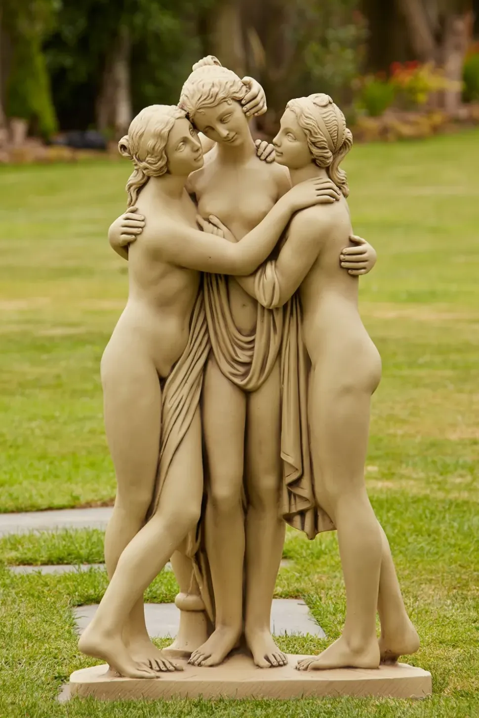 Three Graces Bathstone Stone Garden Statue