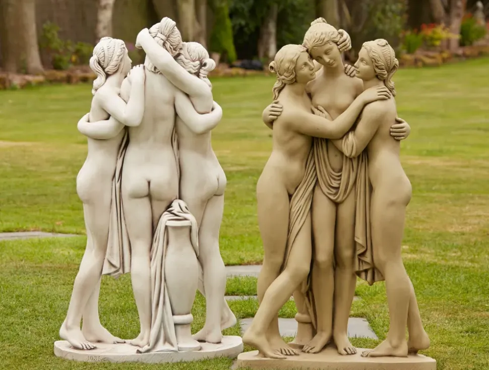 Three Graces Bathstone Stone Garden Statue