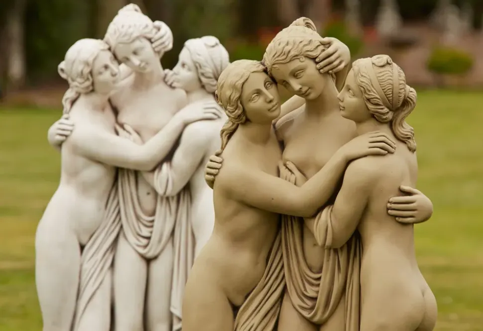Three Graces Bathstone Stone Garden Statue