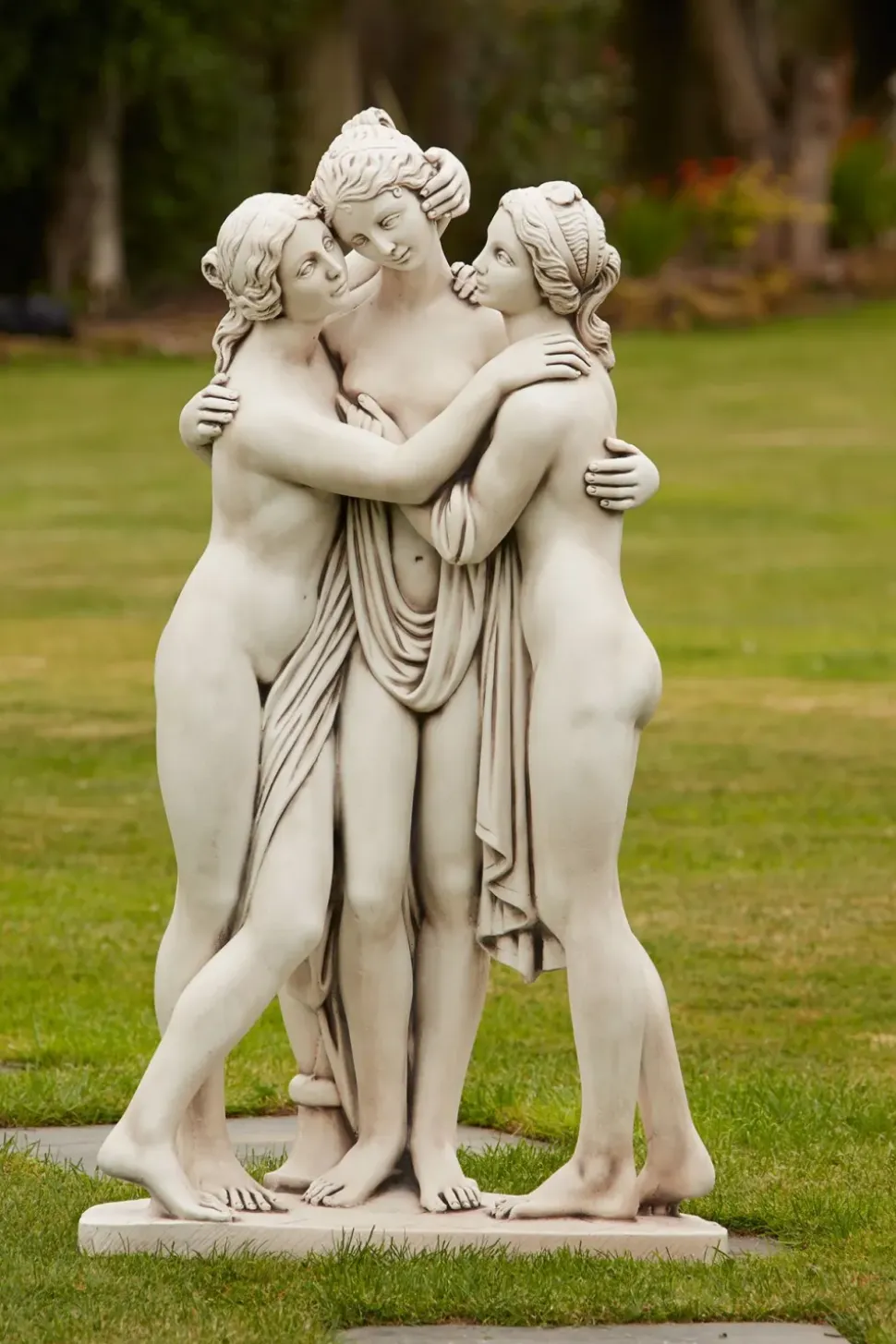 Three Graces Portland Stone Garden Statue