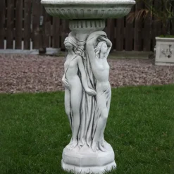 Three Graces Stone Garden Bird Bath
