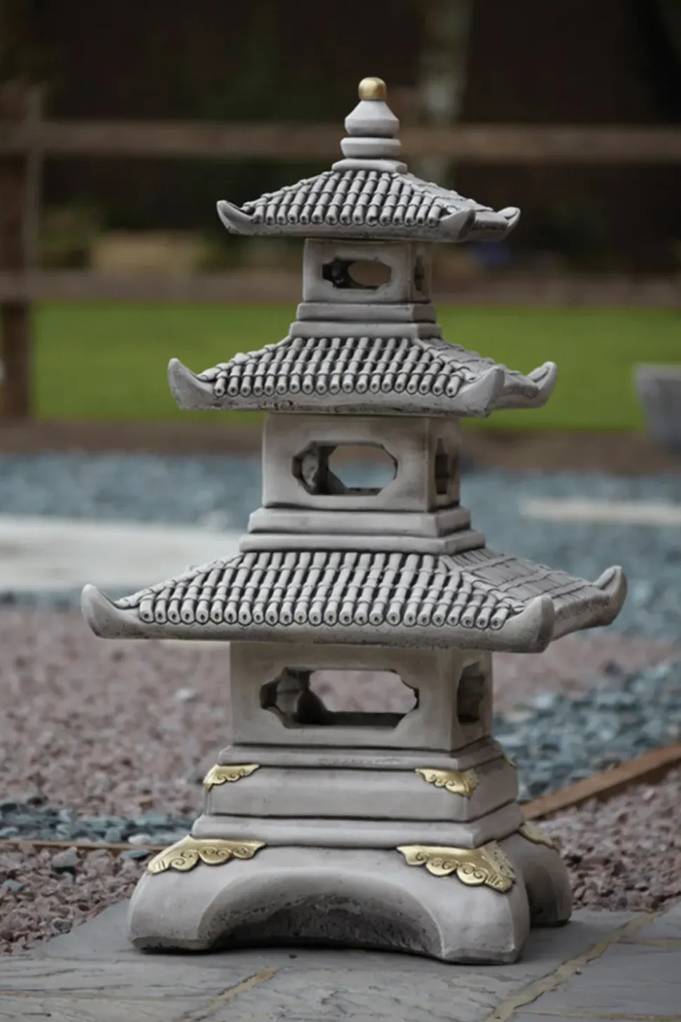 Three Tier Japanese Pagoda Stone Garden Ornament