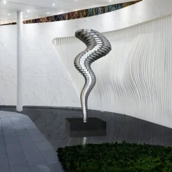 Tornado 197cm Silver Metal Garden Sculpture v3