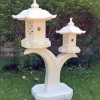 Twin Cantilever Japanese Pagoda Lantern Marble Garden Ornament