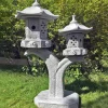 Twin Cantilever Japanese Pagoda Lantern Granite Garden Ornament