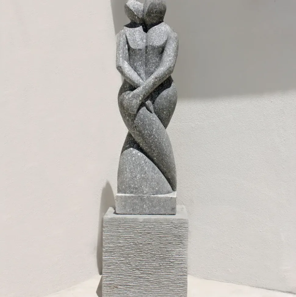 Twin Flame Contemporary Stone Garden Sculpture